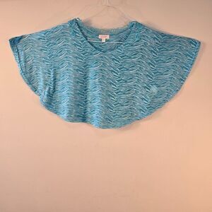 Girls Dolman Sleeve Top Blue Lace Embroidery Cropped Shirt Grane Size Medium